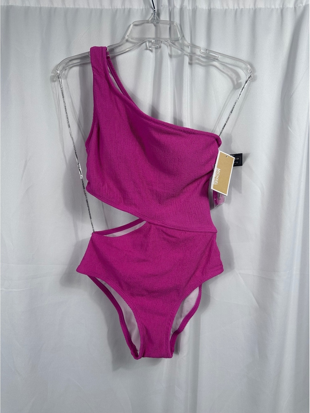 Michael Kors Cerise One-Shoulder Textured One-Piece Swimsuit Size 8